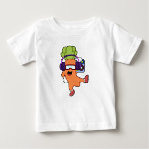 T-shirt Pour Bébé Carotte dans la musique avec casque