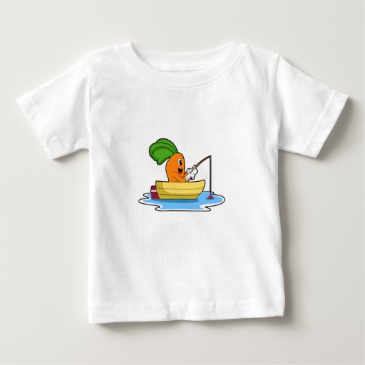 T-shirt Pour Bébé Carotte en bateau à la pêche avec canne à pêche (Devant)