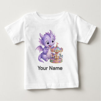 T-shirt Pour Bébé Carrousel de bébé dragon aquarelle personnalisé