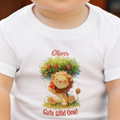 T-shirt Pour Bébé Carte d'anniversaire Lion Souriant Mignon et Pommi