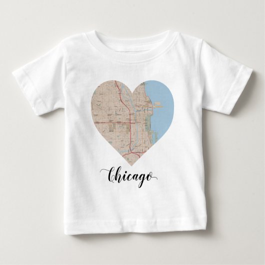 T-shirt Pour Bébé Carte de coeur de Chicago (Devant)