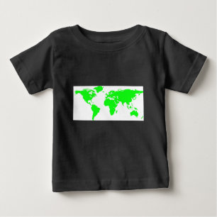 T-shirt Pour Bébé Carte du monde blanc vert