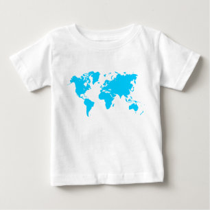 T-shirt Pour Bébé Carte du Monde - Bleu Ciel