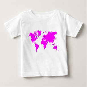 T-shirt Pour Bébé Carte du monde - Magenta