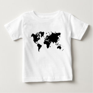 T-shirt Pour Bébé Carte du monde - noir