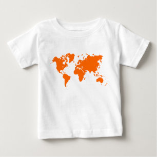 T-shirt Pour Bébé Carte du monde - Orange