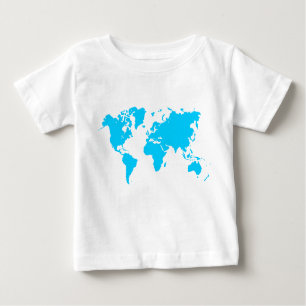 T-shirt Pour Bébé Carte du monde - Sky Blue