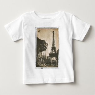 T-shirt Pour Bébé Carte postale vintage de Paris, Tour Eiffel