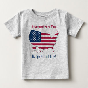 T-shirt Pour Bébé Carte US personnalisée Drapeau Fête de l'Indépenda