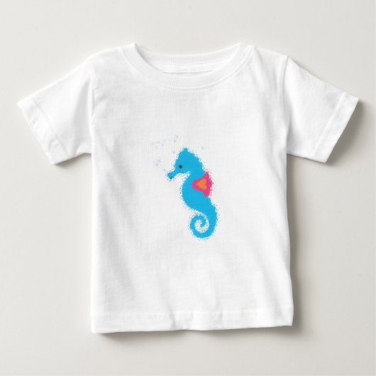 T-shirt Pour Bébé Carton bleu Seahorse (Devant)