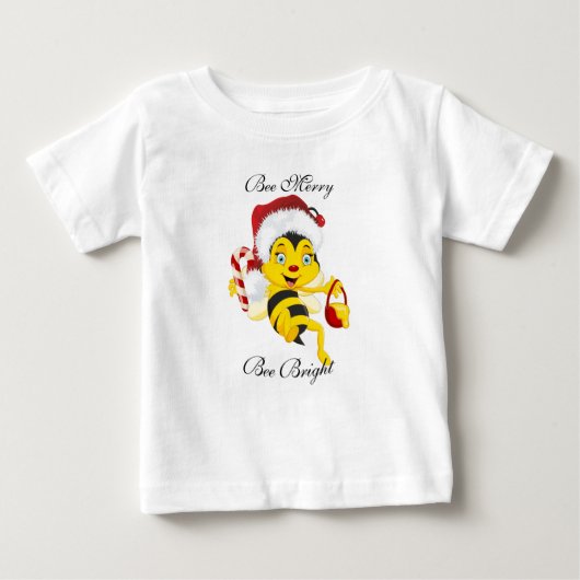 T-shirt Pour Bébé Carton de Noël d'abeille Joyeux (Devant)
