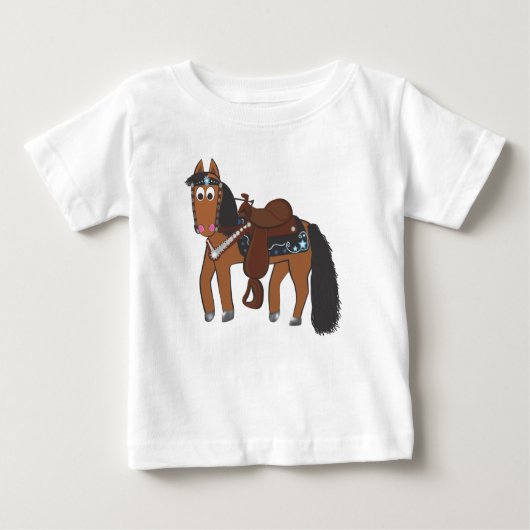 T-shirt Pour Bébé Cartoon mignon Cheval de l'Ouest (Devant)