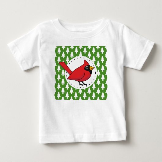 T-shirt Pour Bébé Cartoon Red Cardinal (Devant)