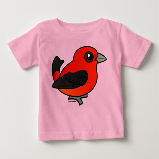 T-shirt Pour Bébé Cartoon Scarlet Tanager (Devant)