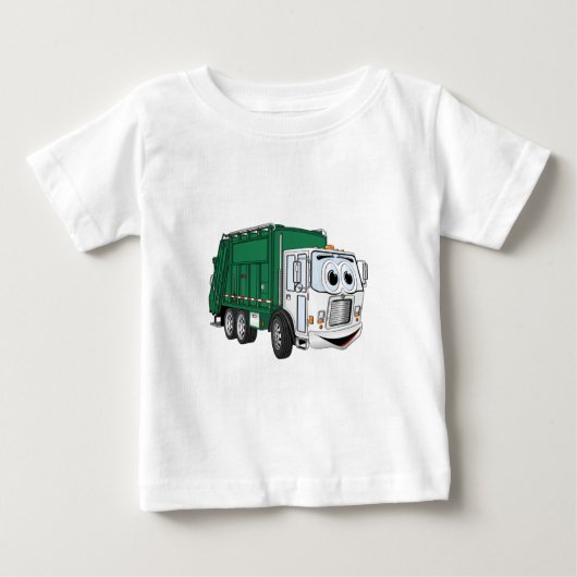 T-shirt Pour Bébé Cartoon vert blanc souriant à ordures (Devant)