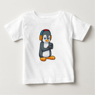 T-shirt Pour Bébé Casque de musique Penguin