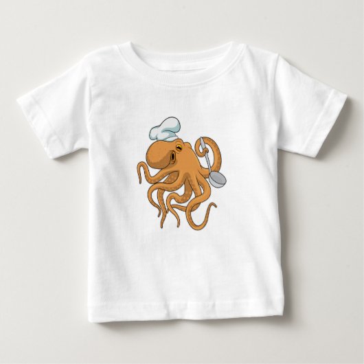 T-shirt Pour Bébé Casquette chef Octopus Cook (Devant)