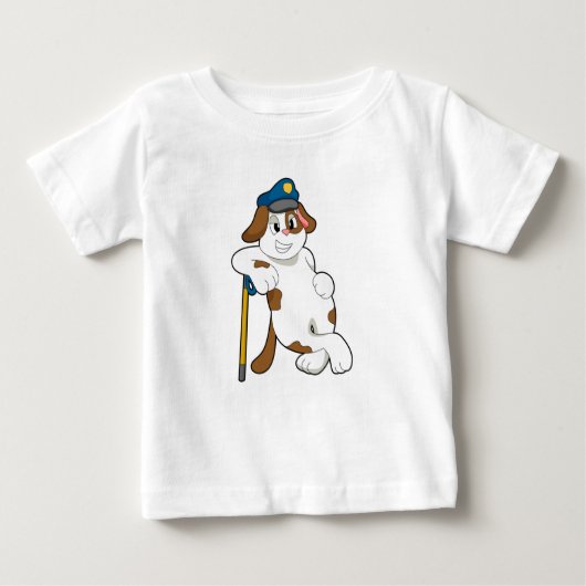 T-shirt Pour Bébé Casquette de police de chien (Devant)