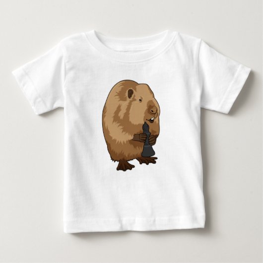 T-shirt Pour Bébé Castor au jeu d'échecs avec pièce d'échecs Évêque (Devant)