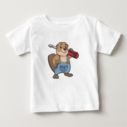 T-shirt Pour Bébé Castor comme artisan avec clé (Devant)