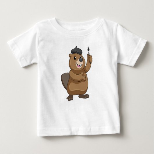 T-shirt Pour Bébé Castor en peintre avec pinceau (Devant)