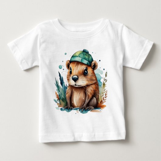 T-shirt Pour Bébé Castor mou (Devant)