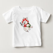 T-shirt Pour Bébé Cat as Mushroom picker with Mushroom (Devant)