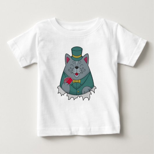 T-shirt Pour Bébé Cat at Poker avec cartes de Poker (Devant)