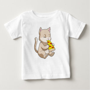 T-shirt Pour Bébé Cat with Pizza