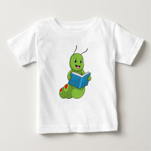 T-shirt Pour Bébé Caterpillar à lire avec livre (Devant)