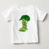 T-shirt Pour Bébé Caterpillar with Leaf as Parasol (Devant)