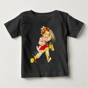 T-shirt Pour Bébé Cavalière de rodéo occidentale sur cheval à bâton