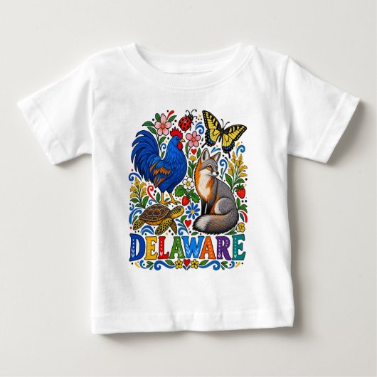 T-shirt Pour Bébé Célébration folklorique de la faune du Delaware (Devant)