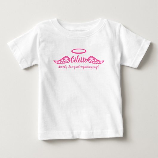 T-shirt Pour Bébé Celeste filles nom et sens ailes d'ange rose (Devant)