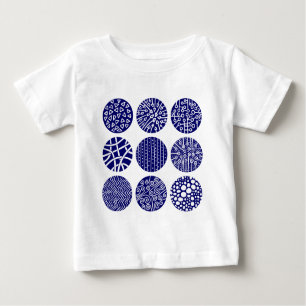 T-shirt Pour Bébé Cercles décoratifs - Marine profonde et Blanc