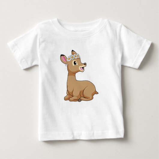 T-shirt Pour Bébé Cerf avec Fleur marguerite (Devant)