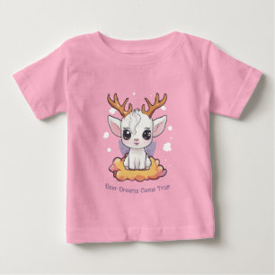 T-shirt Pour Bébé Cerf blanc mignon avec Antlers sur un nuage