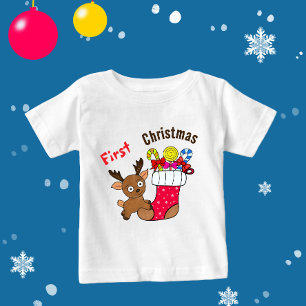 T-shirt Pour Bébé Cerf de Noël