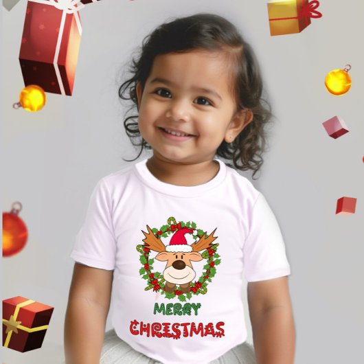 T-shirt Pour Bébé Cerf de Noël