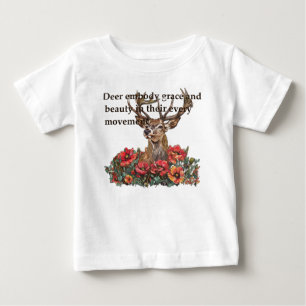 T-shirt Pour Bébé Cerf élégant Fleurs de pavot Citation Enfants