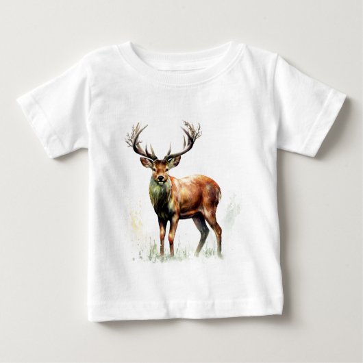 T-shirt Pour Bébé Cerf énorme avec un panache  (Devant)