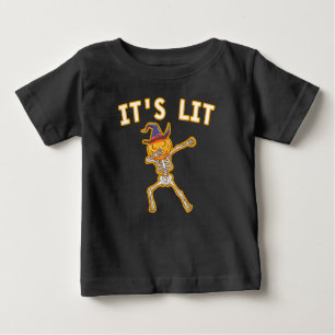 T-SHIRT POUR BÉBÉ C'EST ALLUMÉ - CITROUILLE DE SQUELETTE D'HALLOWEEN