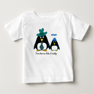T-shirt Pour Bébé C'est beau comme papa. Petit pingouin doux