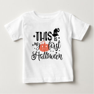 T-shirt Pour Bébé C'est mon premier Citrouille d'Halloween Baby