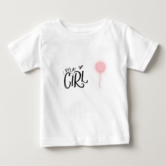 T-shirt Pour Bébé C'est une fille avec un ballon rose (Devant)