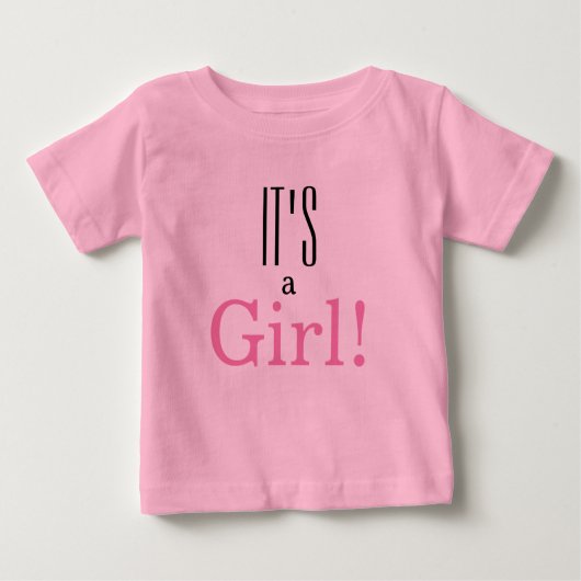 T-shirt Pour Bébé C'est une fille ! Drôle Genre Révéler Rose (Devant)