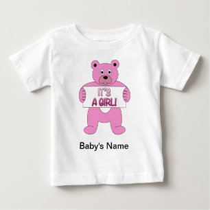 T-shirt Pour Bébé C'est une fille rose ours