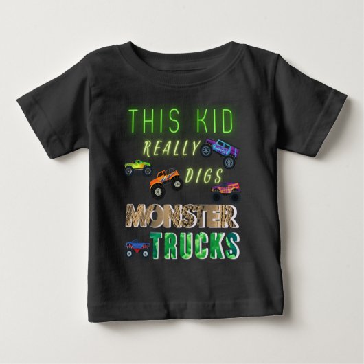 T-shirt Pour Bébé Cet Enfant A Vraiment Digéré Des Camions Monster (Devant)