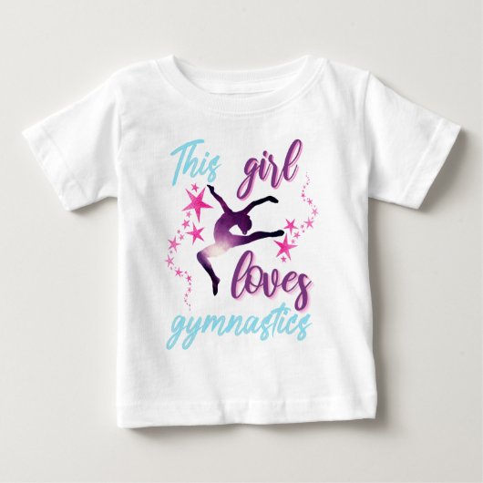 T-shirt Pour Bébé Cette Fille Aime La Gymnastique Étoiles Leap (Devant)