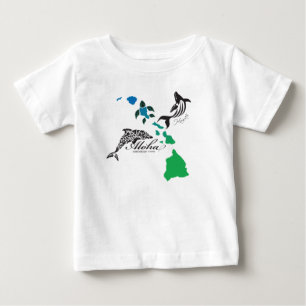 T-shirt Pour Bébé Chaîne d'îles d'Hawaï - dauphin et baleine d'Ha